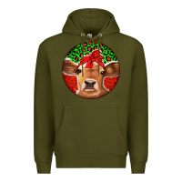 Army Green Christmas Cow Premium Hoodie - Jasminsmagicworld