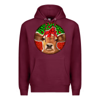 Burgundy Christmas Cow Premium Hoodie - Jasminsmagicworld