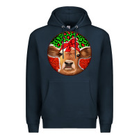 Navy Christmas Cow Premium Hoodie - Jasminsmagicworld