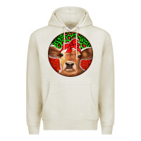 Oatmeal Heather Christmas Cow Premium Hoodie - Jasminsmagicworld