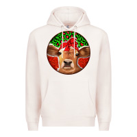 Pale Pink Christmas Cow Premium Hoodie - Jasminsmagicworld
