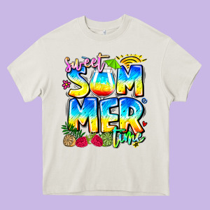 Summer Time Heavy Core Tee Designed By Cowhidedigitalart