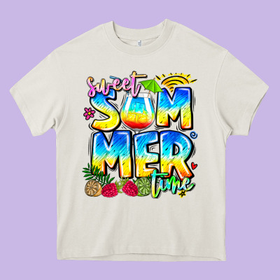 Summer Time Heavy Core Tee Designed By Cowhidedigitalart