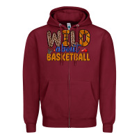Burgundy wild about basketball Zipper Hoodie - Zillion Design Studio