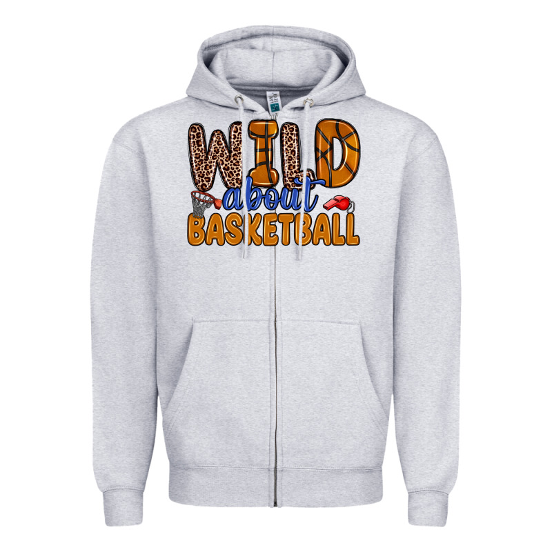 Wild About Basketball Zipper Hoodie by Zillion Design Studio | Teevron
