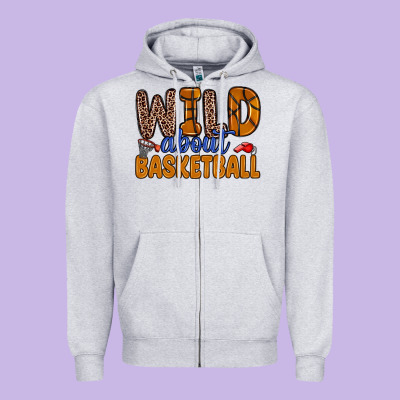 Wild About Basketball Zipper Hoodie Designed By Zillion Design Studio