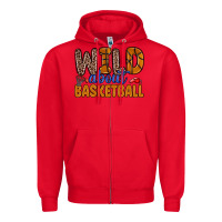 Red wild about basketball Zipper Hoodie - Zillion Design Studio