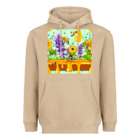 Mushroom honeydrip bee lavender daisy sunflower seamless pa Heavyweight Hoodie - FaDigitalArtStudio