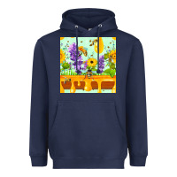Honeydrip Bee Lavender Daisy Sunflower Seamless Pa Heavyweight Hoodie | Teevron