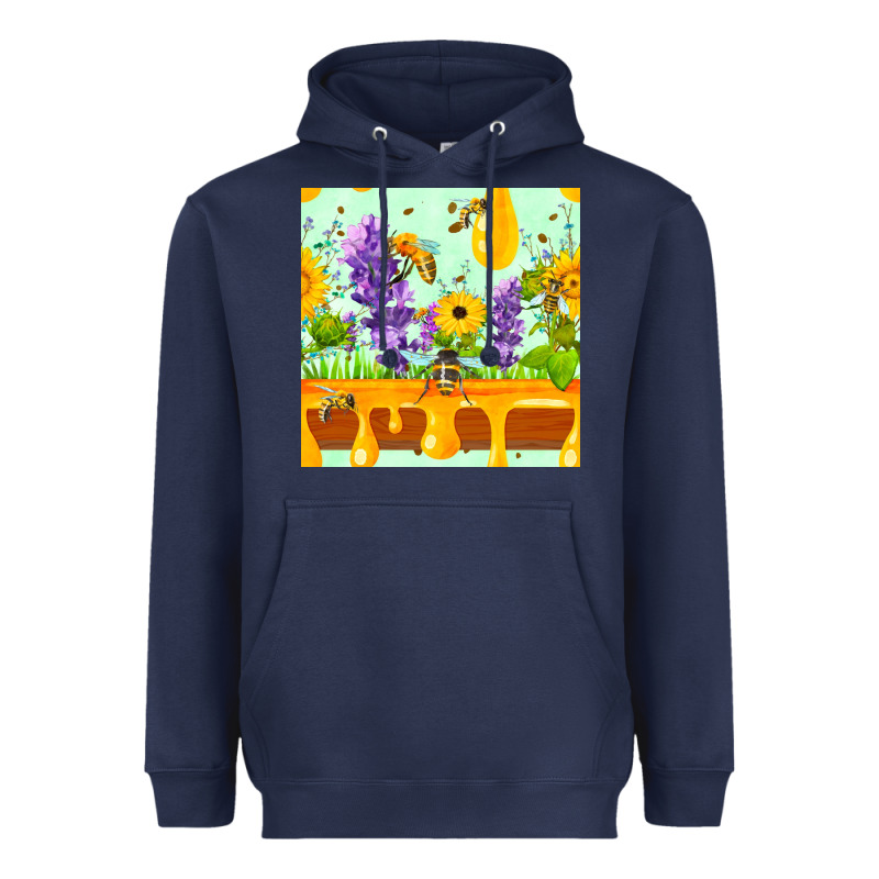 Honeydrip Bee Lavender Daisy Sunflower Seamless Pa Heavyweight Hoodie by FaDigitalArtStudio | Teevron