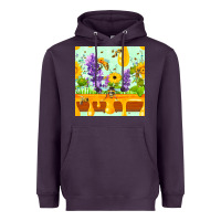 Plum honeydrip bee lavender daisy sunflower seamless pa Heavyweight Hoodie - FaDigitalArtStudio
