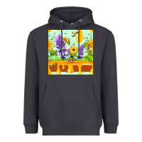 Smoke honeydrip bee lavender daisy sunflower seamless pa Heavyweight Hoodie - FaDigitalArtStudio