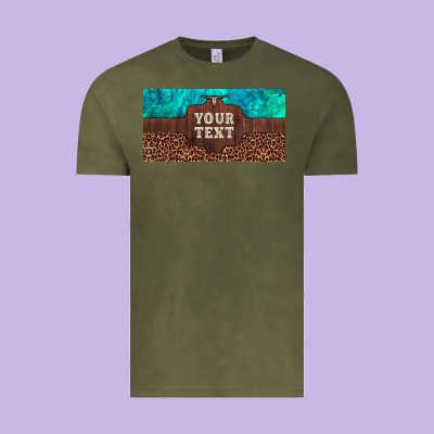 Preview Custom Name Turquoise Stone Leopard Bull Skull License Plate Vintage Tee Designed By Artiststas