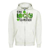 Oatmeal Heather st. Patrick's day one lucky teacher Zipper Hoodie - RanaPortraitStore