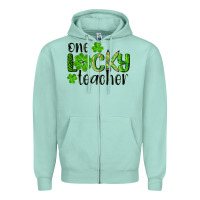 Seafoam st. Patrick's day one lucky teacher Zipper Hoodie - RanaPortraitStore