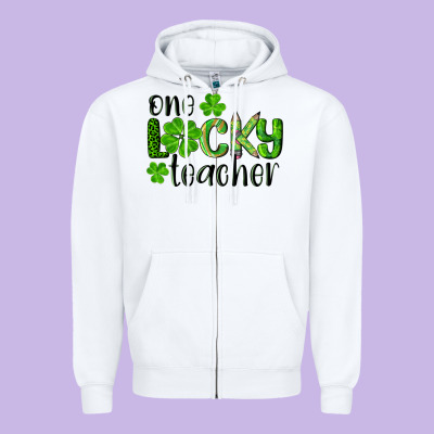 St. Patrick's Day One Lucky Teacher Zipper Hoodie Designed By Ranaportraitstore