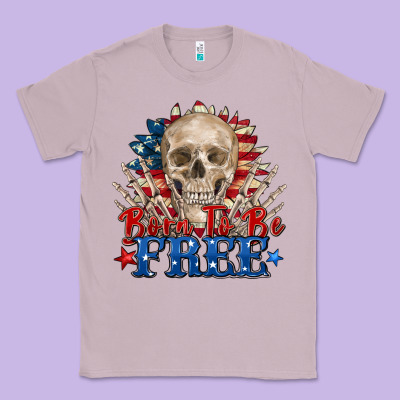 Classic Tee born to be free skeleton