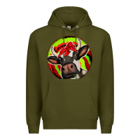 Army Green Christmas Cow Premium Hoodie - Jasminsmagicworld