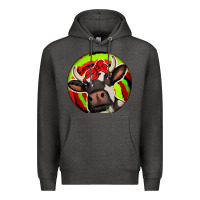 Charcoal Heather Christmas Cow Premium Hoodie - Jasminsmagicworld