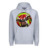 Heather Grey Christmas Cow Premium Hoodie - Jasminsmagicworld