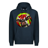 Navy Christmas Cow Premium Hoodie - Jasminsmagicworld