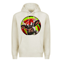Oatmeal Heather Christmas Cow Premium Hoodie - Jasminsmagicworld