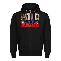 Black wild about baseball Zipper Hoodie - Zillion Design Studio