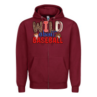 Burgundy wild about baseball Zipper Hoodie - Zillion Design Studio