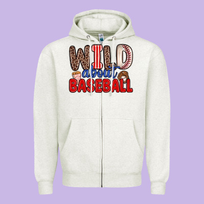 Wild About Baseball Zipper Hoodie Designed By Zillion Design Studio