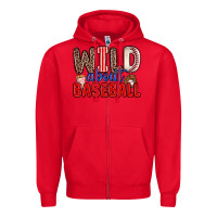 Red wild about baseball Zipper Hoodie - Zillion Design Studio