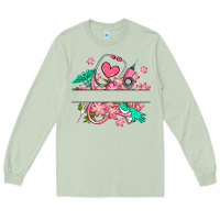 Matcha nurse flowers custom name design Long Sleeve Tee - RanaPortraitStore