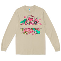 Mushroom nurse flowers custom name design Long Sleeve Tee - RanaPortraitStore