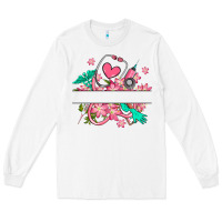 White nurse flowers custom name design Long Sleeve Tee - RanaPortraitStore