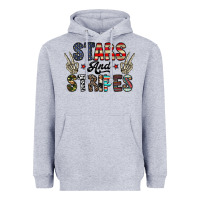 Heather Grey stars and stripes Heavyweight Hoodie - CowhideDigitalArt