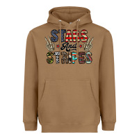 Toasted Coconut stars and stripes Heavyweight Hoodie - CowhideDigitalArt