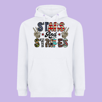 Stars And Stripes Heavyweight Hoodie Designed By Cowhidedigitalart
