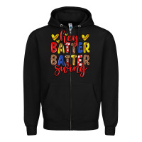 Black hey batter batter swing softball Zipper Hoodie - Zillion Design Studio