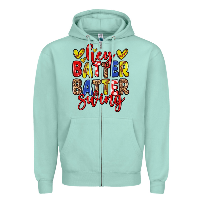 Hey Batter Batter Swing Softball Zipper Hoodie by Zillion Design Studio | Teevron
