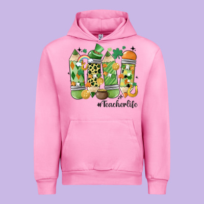 Retro Patricks Day Teacher Life Urban Hoodie Designed By Maliassmallbusiness