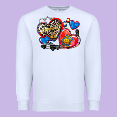 Western Leopard  Police   Hearts Premium Sweatshirt Designed By Adodesignshop