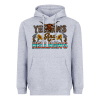 Heather Grey yeehaws and hellnaws Heavyweight Hoodie - CowhideDigitalArt
