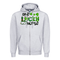 Heather Grey st. patrick's day one lucky nurse Zipper Hoodie - RanaPortraitStore