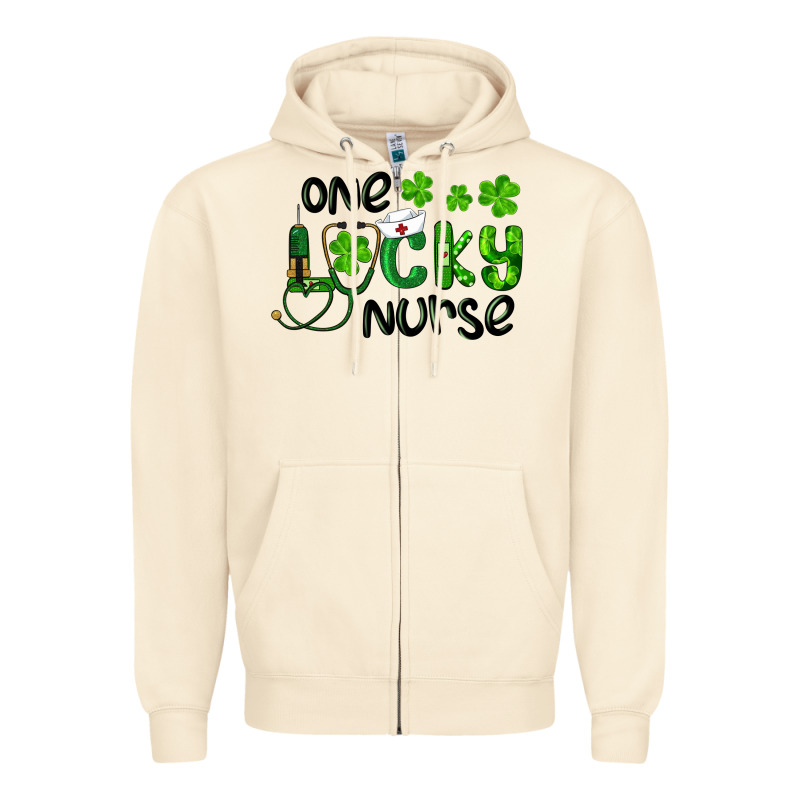 St. Patrick's Day One Lucky Nurse Zipper Hoodie by RanaPortraitStore | Teevron