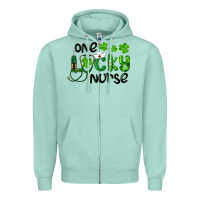 Seafoam st. patrick's day one lucky nurse Zipper Hoodie - RanaPortraitStore