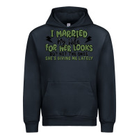 Navy i married my wife for her looks Urban Hoodie - MaliasSmallBusiness