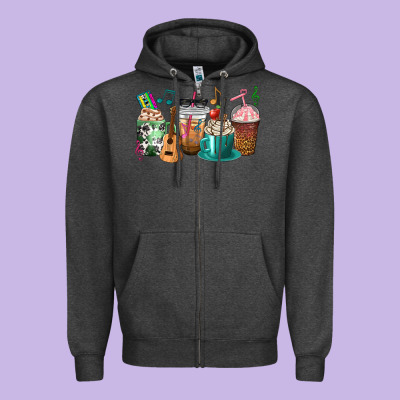 Music Teacher Coffee Cups Zipper Hoodie Designed By Texasbilliewilder