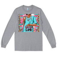 Heather Grey nurse life afro woman Long Sleeve Tee - RanaPortraitStore