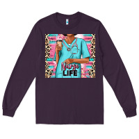 Plum nurse life afro woman Long Sleeve Tee - RanaPortraitStore