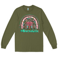 Army Green nurse life rainbow Long Sleeve Tee - RanaPortraitStore
