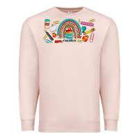 Pale Pink teacher life rainbow frosted Premium Sweatshirt - JahusDesignShop